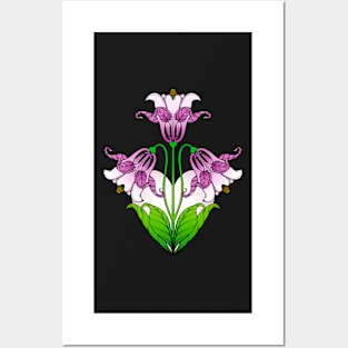 Art Nouveau Purple Love Heart Iris Posters and Art